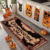 Easy Clean Floor Mat Halloween Kitchen Rug, Pumpkin Bat Black Cat Non-slip Mat, Washable Rug Spooky Entrance Festive Decorative for Bedroom