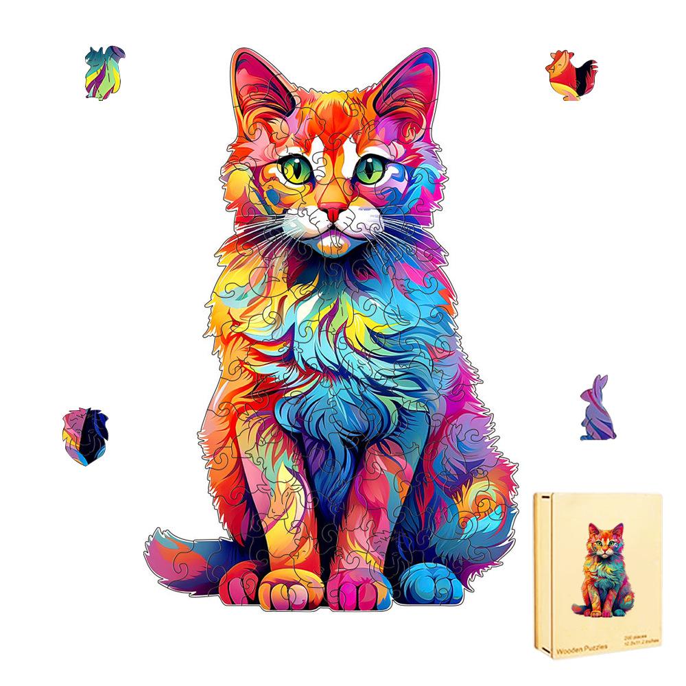 Cat, Dog, Animal, Wooden Puzzle, Irregular Toy Cat - S