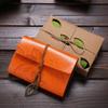 Portable Vintage Ring Binder Notebook Faux Leather Cover Leaf Design Small