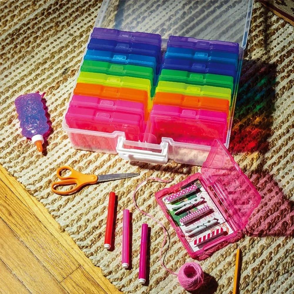 Photo Case 4" x 6", 16 Inner Photo Keeper Photo Organizer Photos Storage Containers Box for Photos (Multi-Colored)