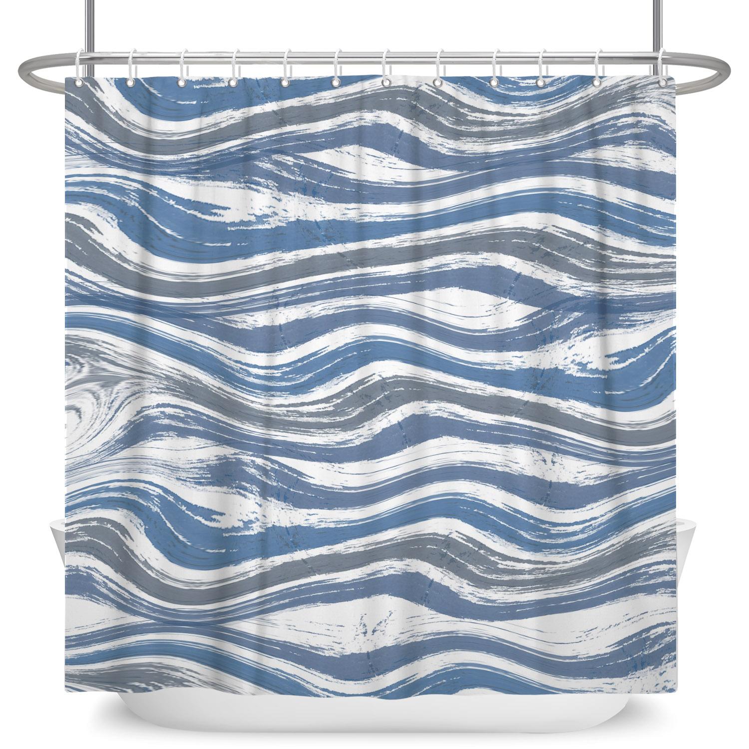 

Abstract Striped Shower Curtain Geometric Line Modeling Polyester Waterproof Mildew Proof With Hook Bathroom Bath Water Curtain W60H190(CM)-1 Pcs