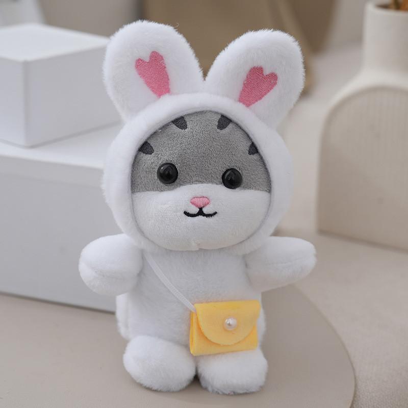 

Adorable Plush Cat Keychain Stuffed Animal Soft Pp Cotton Cuddly Bag Charm Toy білий