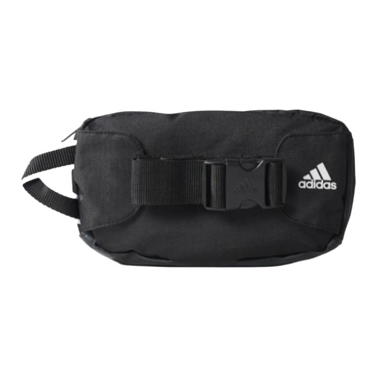Adidas Zipper Closure Letter Logo Waist Bag Unisex Waist Bag Black AJ9974