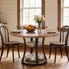 Tribesigns 39-Inch Round Dining Table for 4, Farmhouse Kitchen Table with 2-Layer Storage Shelf and Metal Base Dining Room