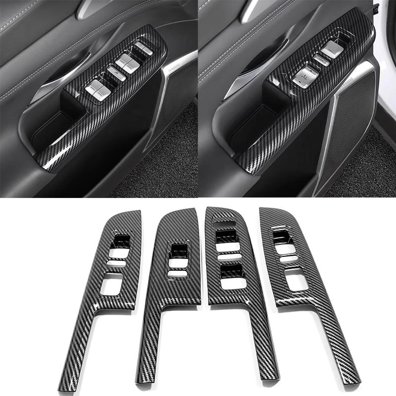 For XPENG G9 Carbon Fiber Car Door Window Lift Panel Frame Trim Cover Auto Interior Decoration Stickers   2024 2025