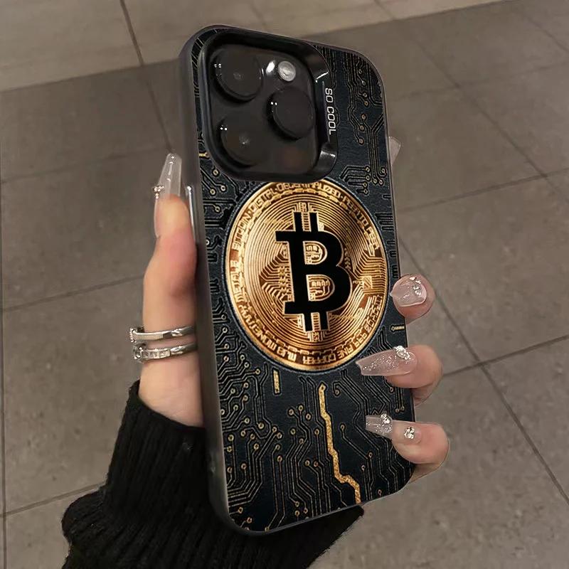 Luxury Bitcoin  Phone Case For  Mi 14T 14 3 12T 13T Pro 11 Lite 5G NE POCO M6 F6 F5 X6 M6 Electroplate Silver IMD Cover