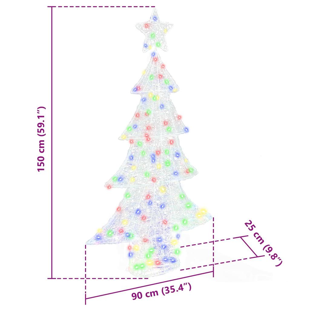 Christmas Tree with 160 Multicolor LEDs 150 cm Acrylic
