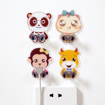 Suporte de gancho para tomada de energia, cabide com estampa de animal fofo, decoração de parede para casa
