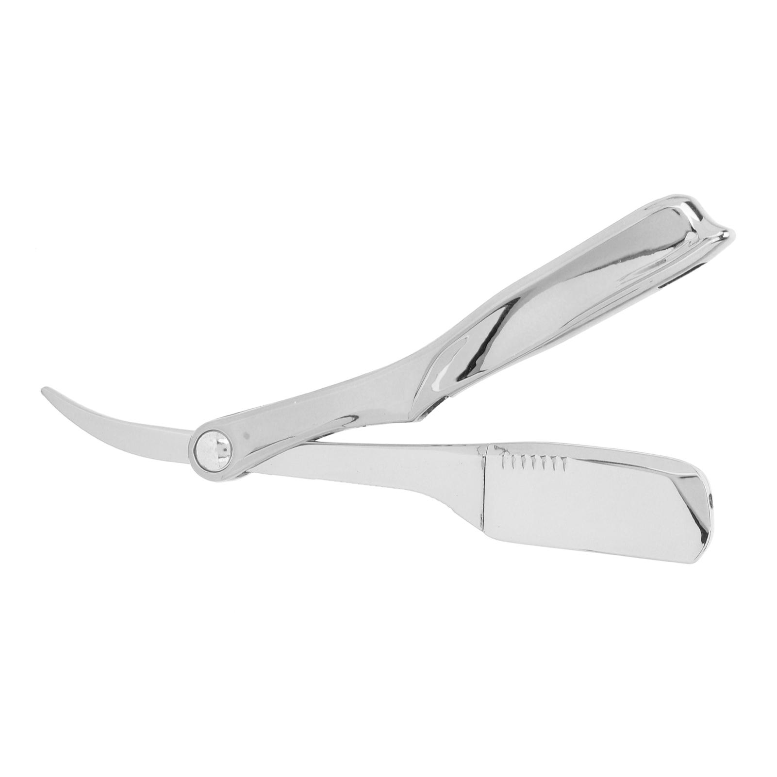 

Профессиональная складная опасная бритва для бритья парикмахера, мужская бритва, хромированный держатель лезвия(Шпонирование серебряный