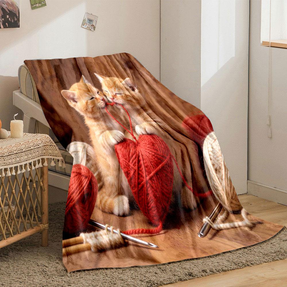 

Multi Size Love Theme 2 Animals Printing Blanket Adult Children Warm Blankets Home Travel Soft and Comfortable Blanket Gifts 75x90cm