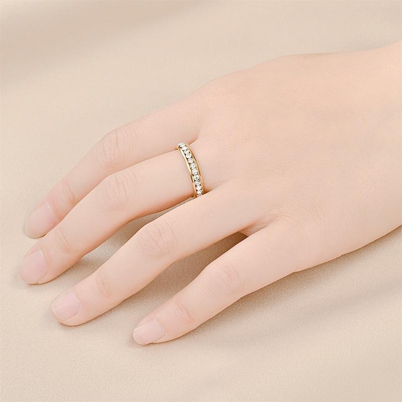 Full Tianxing River Titanium Ring Female Zircon Couple To Niche Ring