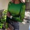 Damen Winter Slim T-Shirt Mode Lässig Druck Rundhals Pullover Langarm Top