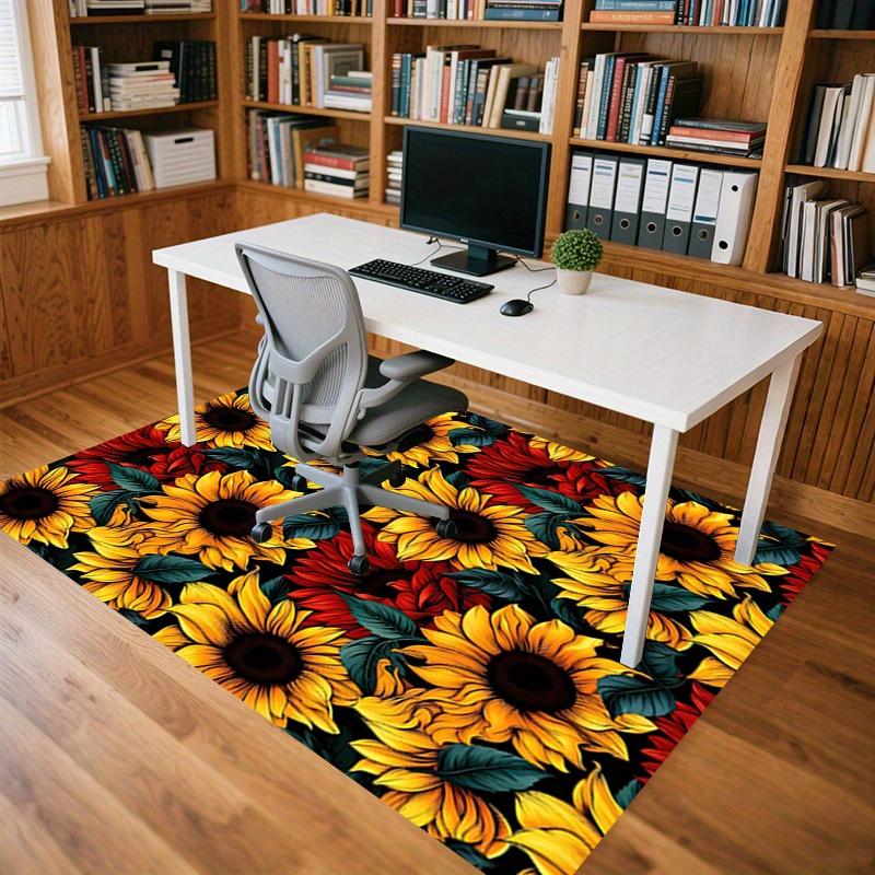 1pc Sunflower Pattern Themed Rug for Home Decor, Non-slip Office Carpet, Chair Mat, Outdoor Mat, Christmas and Halloween Gifts-0731162