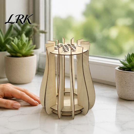 Fashionable Desktop Vases for Classroom Wooden Puzzle Flower Vase, Display Stand Flowers or Sturdy Boxwood Decor Windowsill Artificial Flowers,