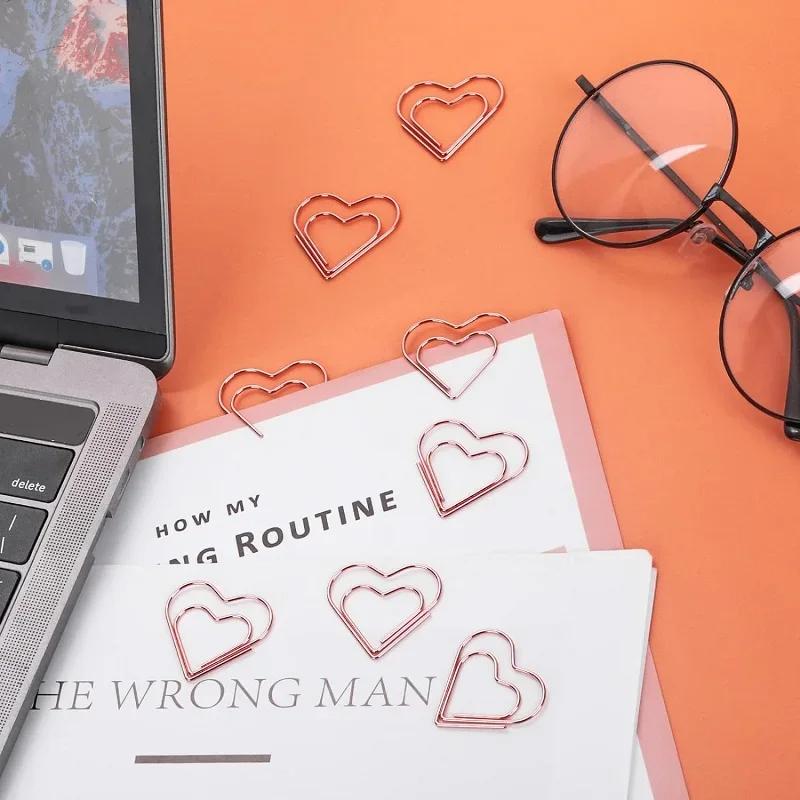 100pcs Mini Heart Shaped Paper Clips Cute Metal Clips for Office School Journaling Scrapbooking Document Organization Projects