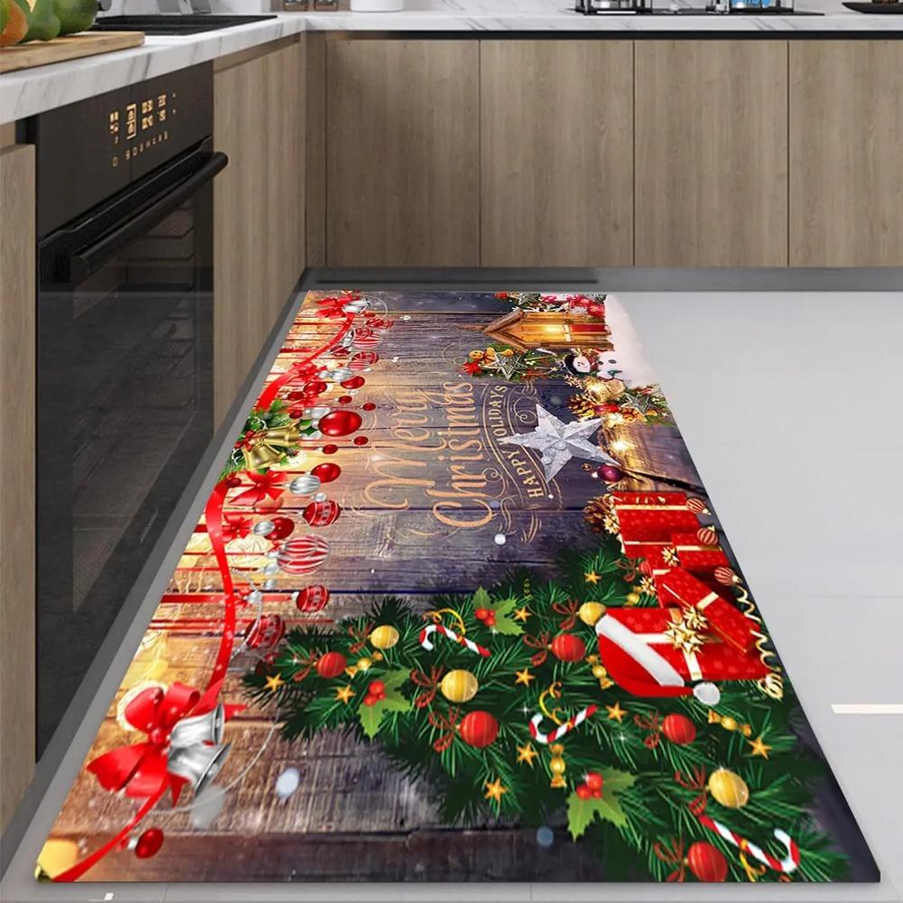 Christmas Tree Balls Rugs Bath Laundry Hallway Doormat Living Room Entrance Non-slip Carpets Bedroom Bedside Foot Mat Home Decor