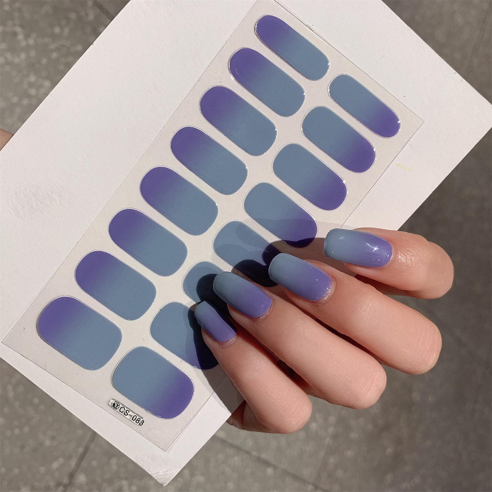 1 Feuille Wrap Semi-Durci Autocollant Ongles Dégradé Multi Solide Gel Couverture Complète Slider Pas Besoin de Lampe UV Durcissement Rapide Autocollant Ongles Gel