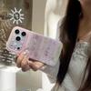 Cute Pink Cartoon Animals Glitter Phone Case For iPhone 17 16 15 14 Pro Max Kawaii Bunny Charm Wrist Strap Protective Cover for