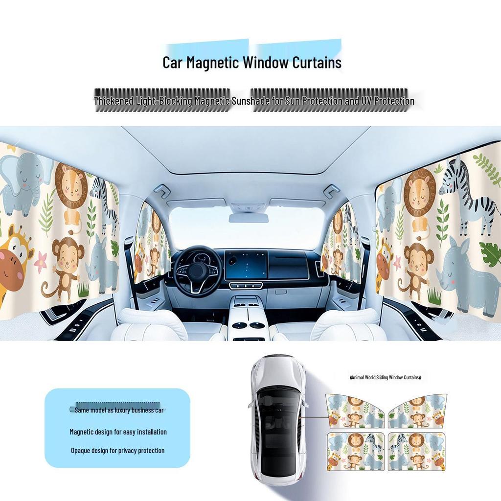 Cartoon Magnetic Car Sunshade for Kids' Sun Protection and Privacy