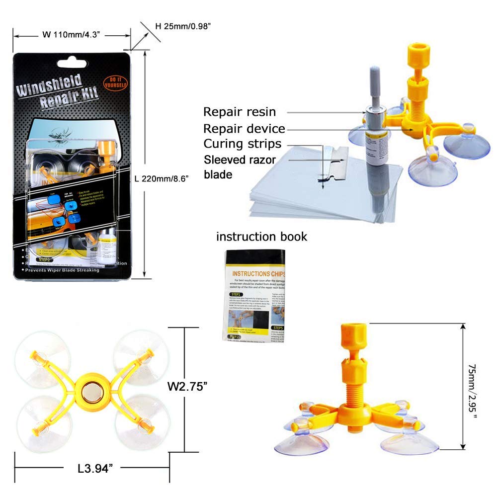 Gliston Windshield Crack Repair Repair Kit Set for Fixing Stepping Stone Scratches Hole Filling Repair Repair