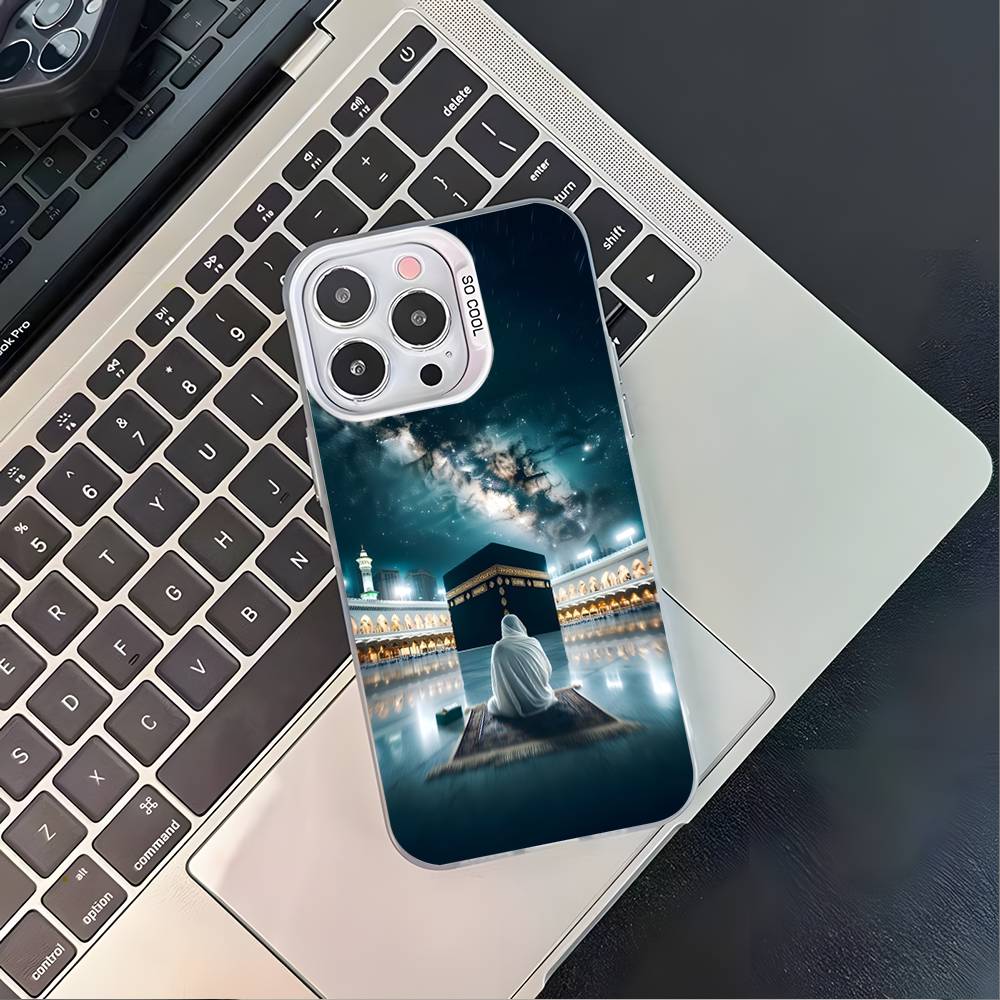 Moslimský a Kaaba Pouzdro na telefon Pro iPhone 17,16,15,14,13,12,11,Pro,XS,Max,Plus,Mini,SE4,E Bílé Matné Nárazuvzdorné Kryt