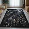 Dark unicorn skull rug gothic fantasy art carpet mystical horse moon night sky horror room decor black magic theme