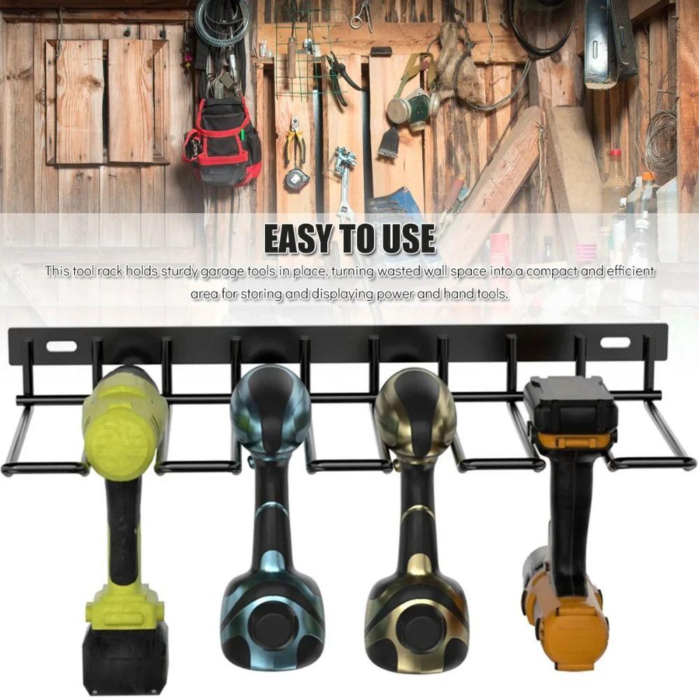 Heavy Duty Power Tool Rack Wall Mounted Power Storage Shelf Premium Electric Drill Holder Garage