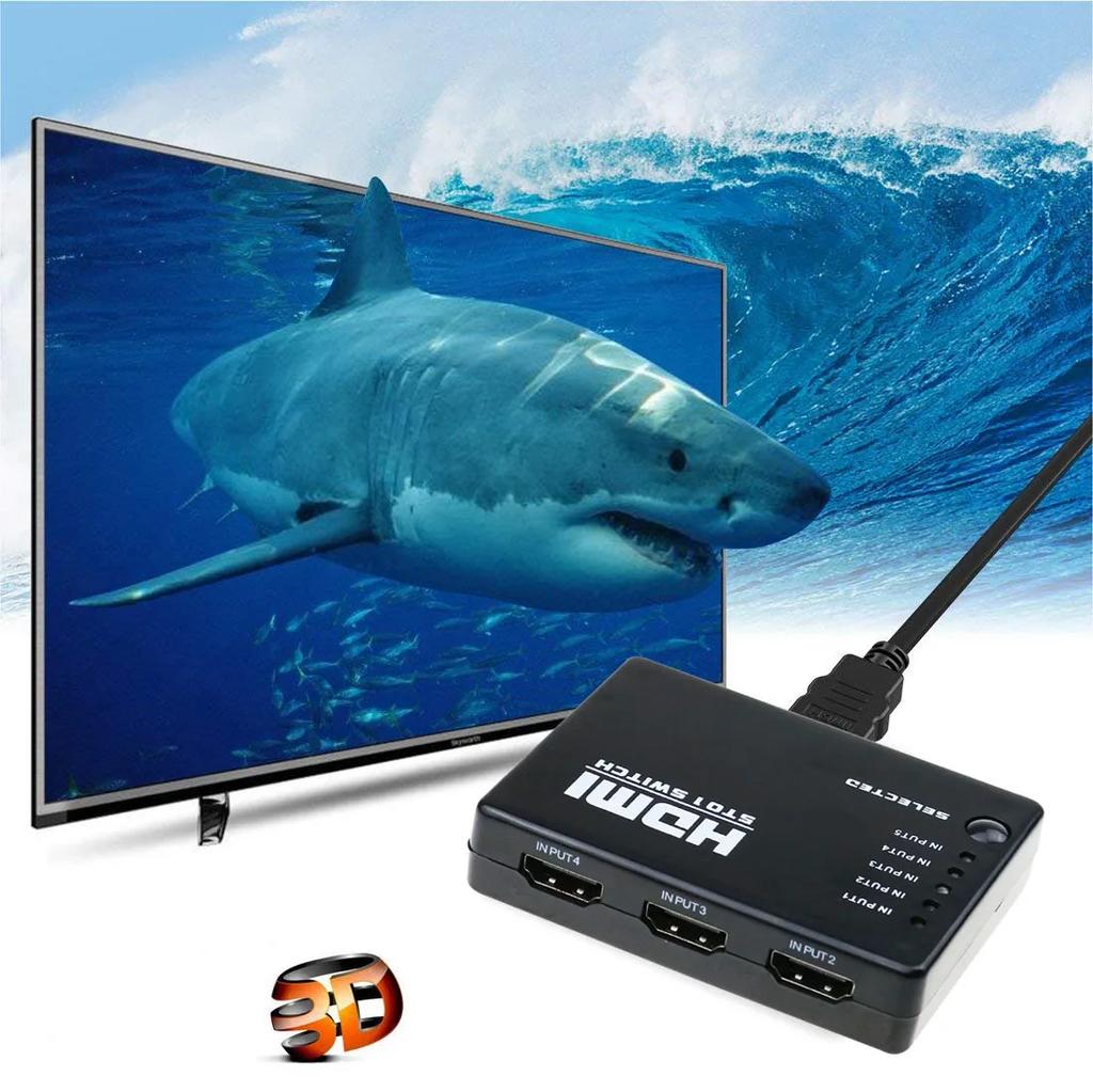 NEW HUB 5 Ports 1080P Video HDMI Switch Switcher HDMI-compatible Splitter with IR Remote Splitter Box for HDTV DVD PS3