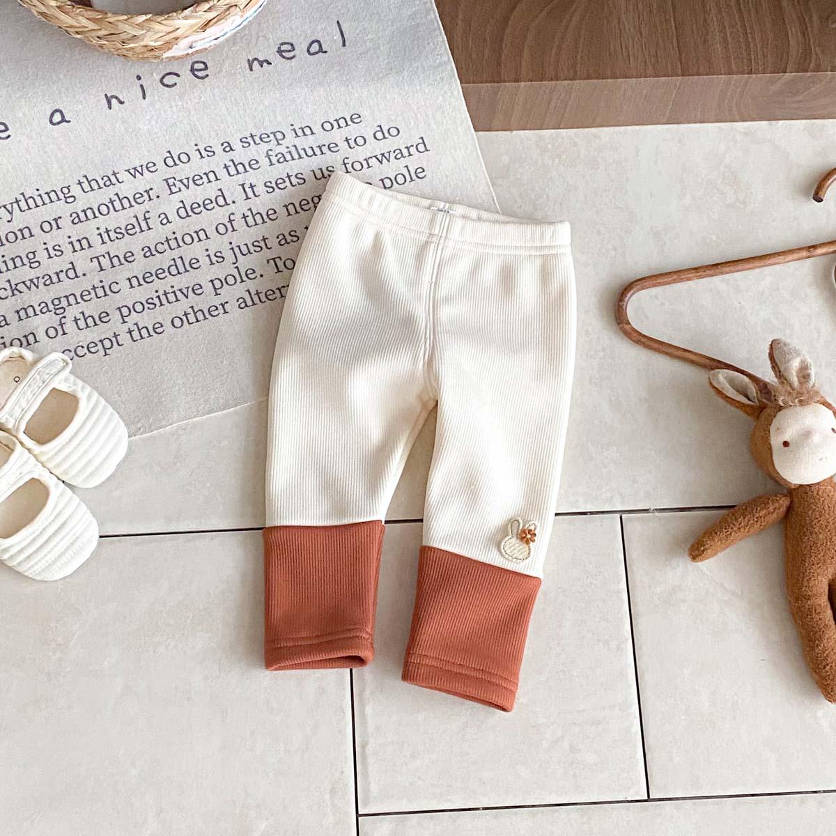 Детские мультяшные лоскутные леггинсы с кроликом - Осенне-зимние штаны для малышей 66 cm