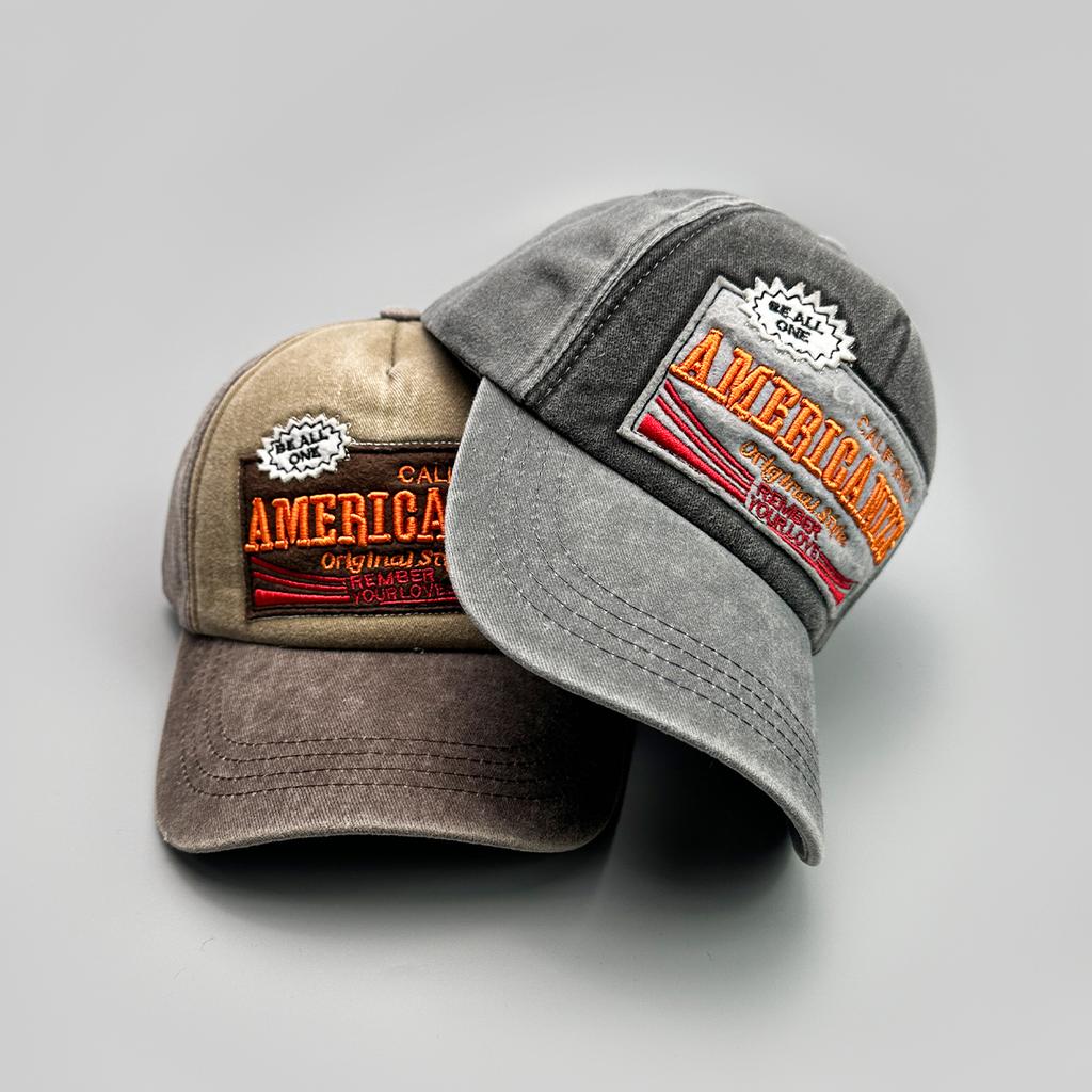 American Vintage Letter Embroidery Baseball Hats New Unisex Sunshade Color Block Versatile Personal Fashion Street Peaked Caps