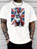 Unisexs Crew Neck British Flag Bulldog Graphic Short Sleeve Cotton Tee Casual Summer Streetwear Loose Basic Daily Outdoor Wear Top