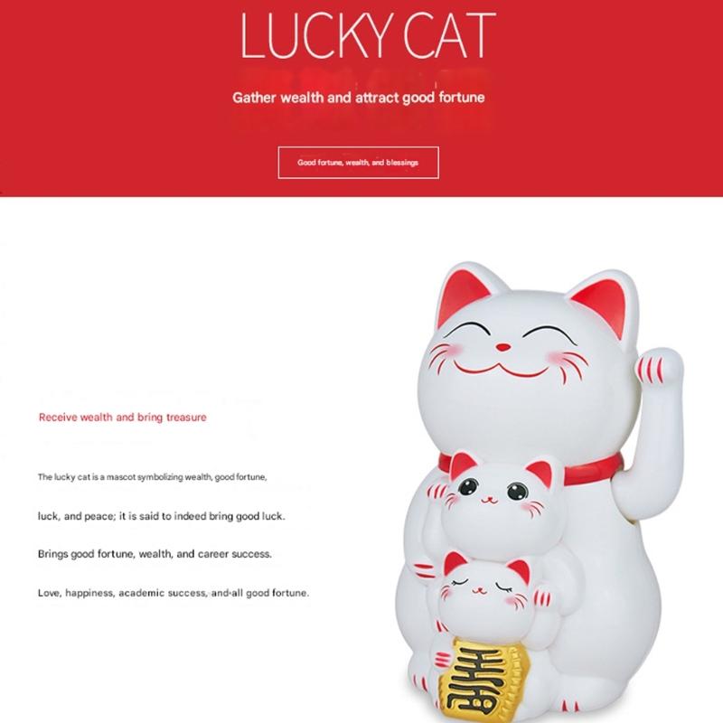 Lucky Cats Waving Arm Set,Solars Fortune Cats Statue Decoration Fengshui Ornament for Car Home,Office Restaurants Decors