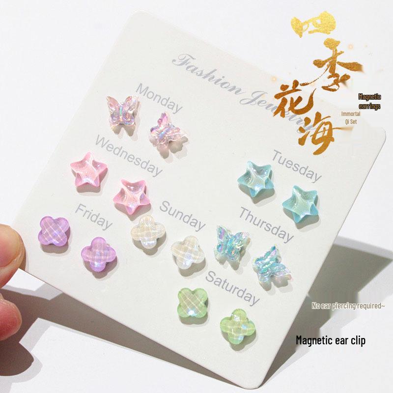 Cherry Blossom Pink Camellia Stud Earrings - Cute & Sweet Set with Magnetic Clips, Fresh Style.