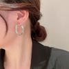 Silver Needle Diamond-set Geometric Circle Earrings Temperament Light Luxury High-end Earrings Personalized Design Cold Wind Earrings Wholesale