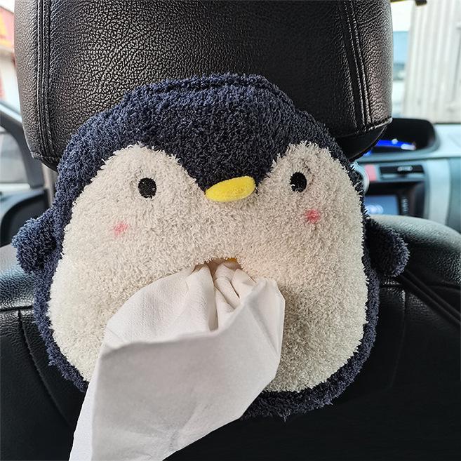 Cartoon Plush Car Tissue Box for Armrest: Cute Hanging Paper Dispenser and Interior Decoration