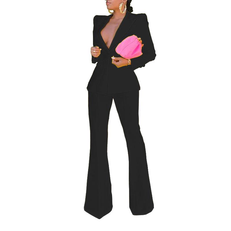 Autumn 2022 European & American Slim-Fit Suit Jacket with Flared Pants for Women