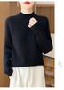 2026 Autumn/Winter Women's Thick Knit Wool Pullover: Half-High Collar, Long Sleeve, Loose Fit.