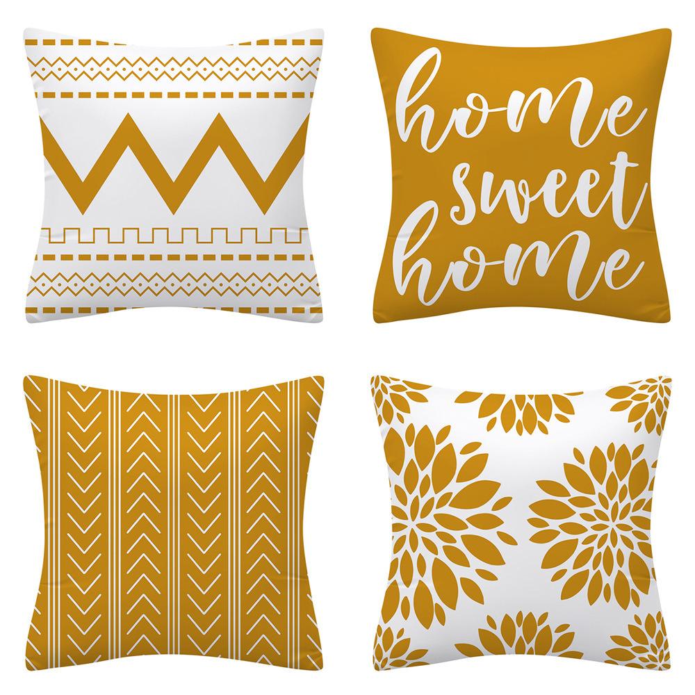 Nordic Simple Geometric Abstract Velvet Pillowcase Sofa Cushion Modern Letter Stripes Combination Pillowcase
