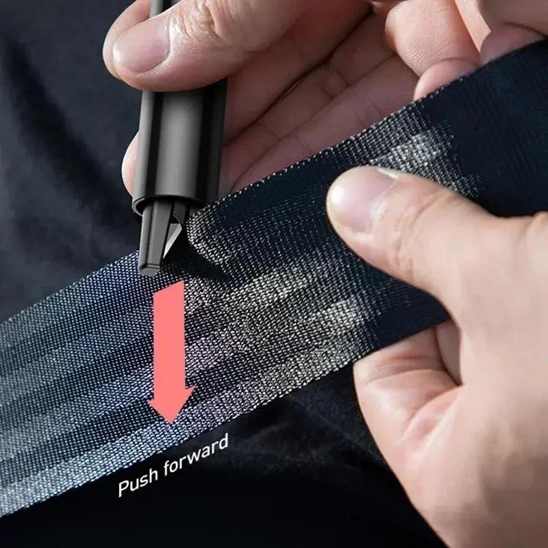 2 In 1 Car Safety Hammer Emergency Glass Breaker Cut The Seat Belt High Hardness Tungsten Steel Emergency Hammer Rescue Tool