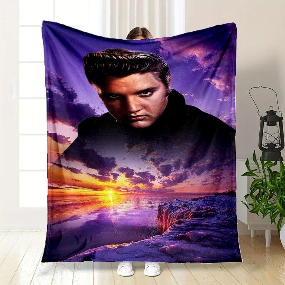 "Elvis Presley Sunset Beach Handyhülle Abdeckung" Flanell-Kuscheldecke für Sofa, Bett, Reise, Camping, Büro, Couch, Stuhl Und Bett Geschenk