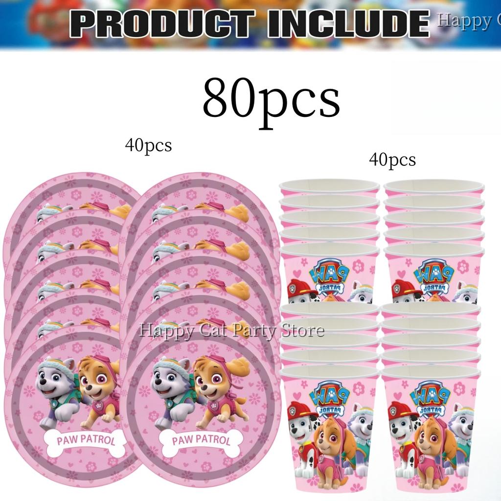 40pepole PAW Patrol Disposable Tableware Set Birthday Party Decor Patrol PAW Paper Plate Cup Kids Girls Favors Party Supplies