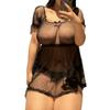Sheer Plus Size Boyfriend Shirt: Sexy Transparent Nightwear