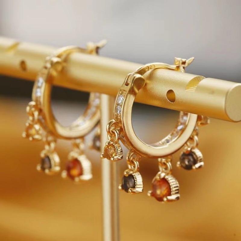 Original Design Radiant Trendy Orange Gemstone Earrings For Women High Quality And Exquisite Fashion Hoop Earring Jewelry