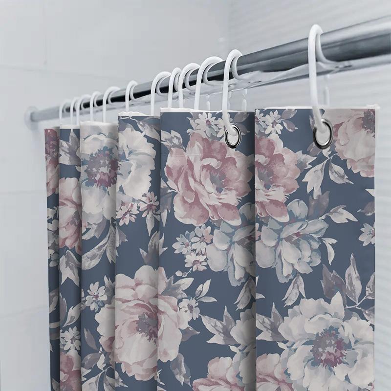 Vintage Floral Shower Curtain Waterproof Bathroom Decor Home Decoration Soft Velvet Printed Curtains For Bathtub 72X84 Inches Pi