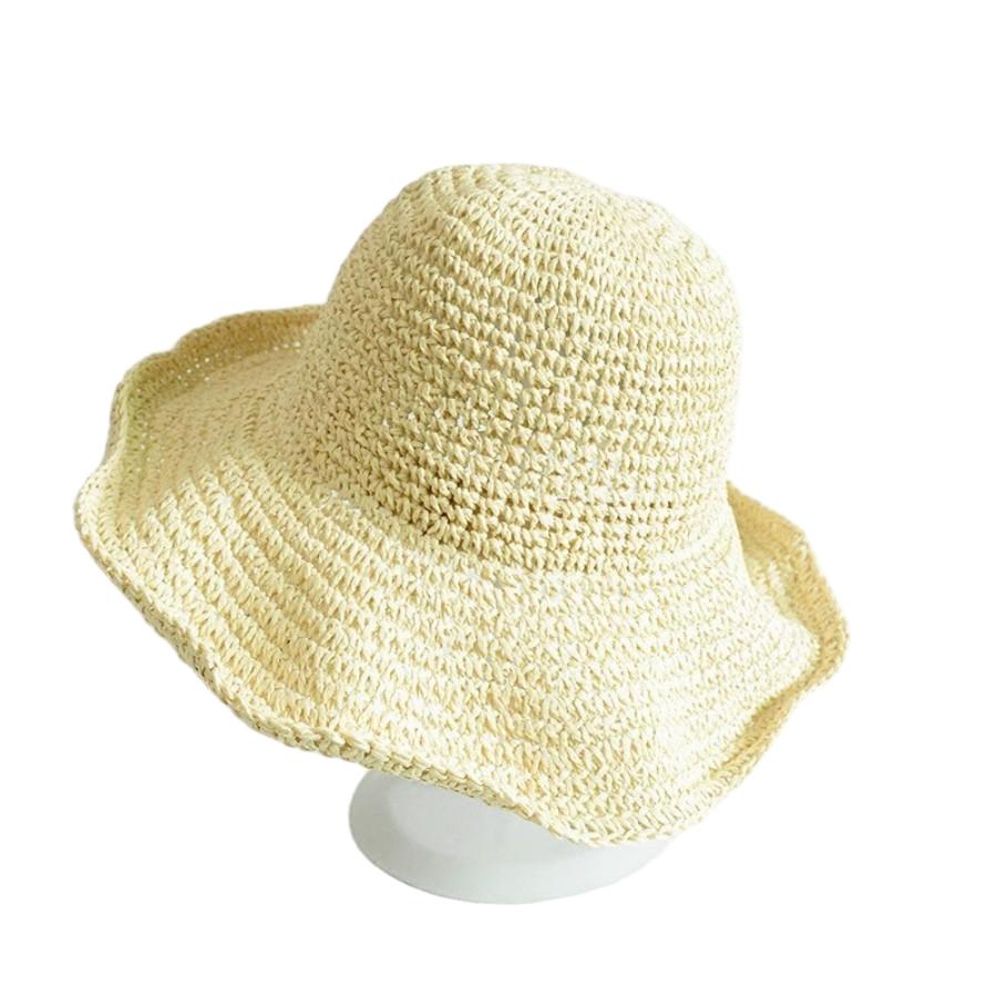 Summer Straw Sun Hat for Woman Foldable Natural Straw Bucket Hat Outdoor Hollw Breathable Fisherman Cap Travel Beach
