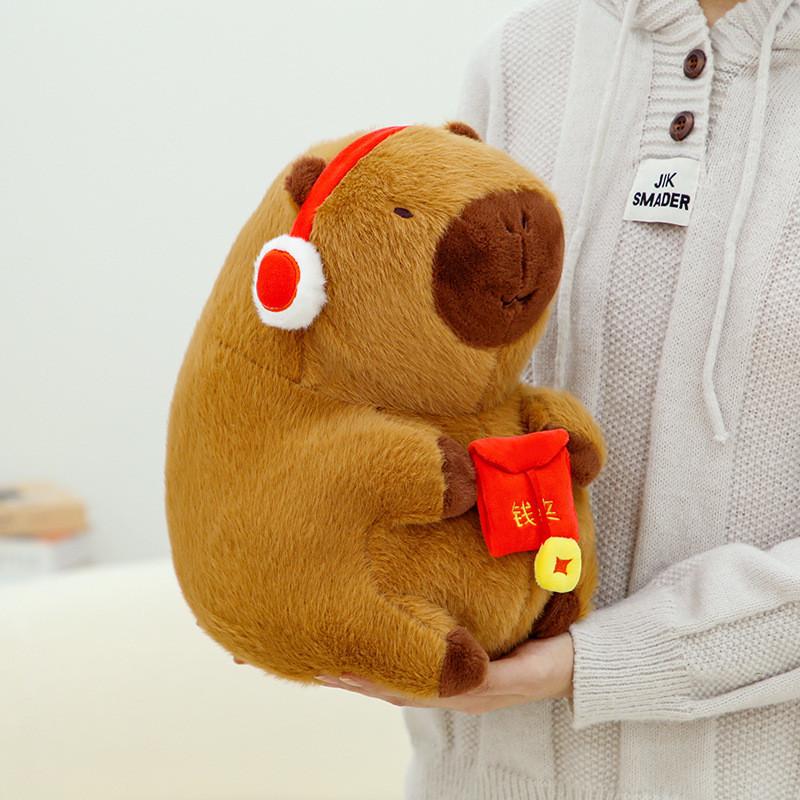 Packet Capybara Red The God Of Wealth Plush Toy Cartoon Stuffed Doll Kids Gift