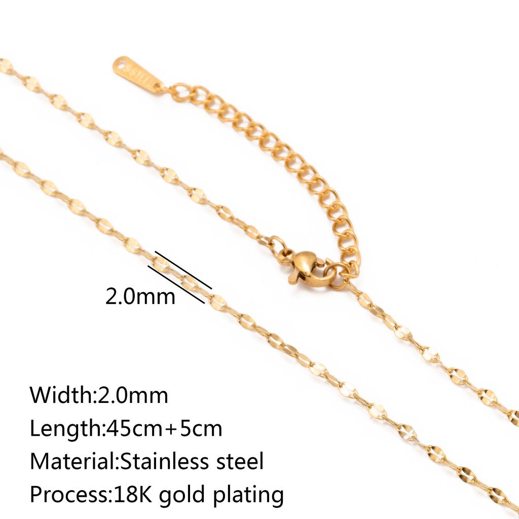 5Pcs/Lot Stainless Steel Bead Rope Link/Cuban/Paperclip Links Snake Chain Necklace Diy Women Jewelry 18K Gold Color Neck Chains