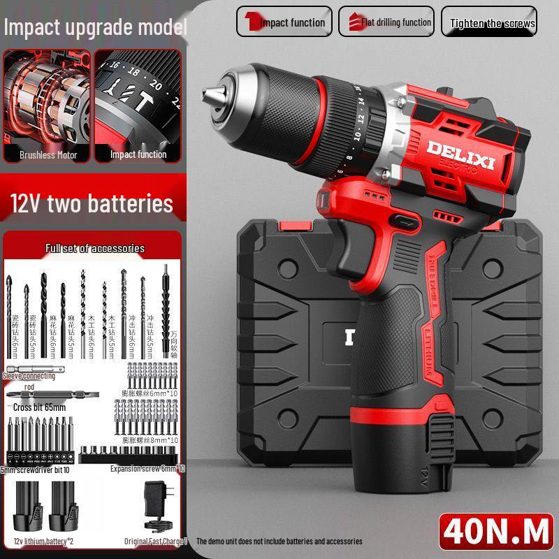 Delixi Cordless Brushless Hammer Drill & Electric Screwdriver with Lithium Battery