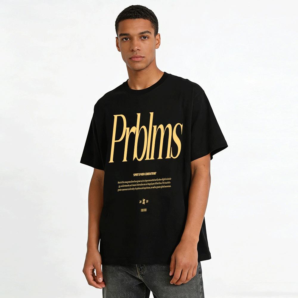 Prblms Letter Print Tee Spirit of New Generations Casual Top Pure Cotton T-shirt