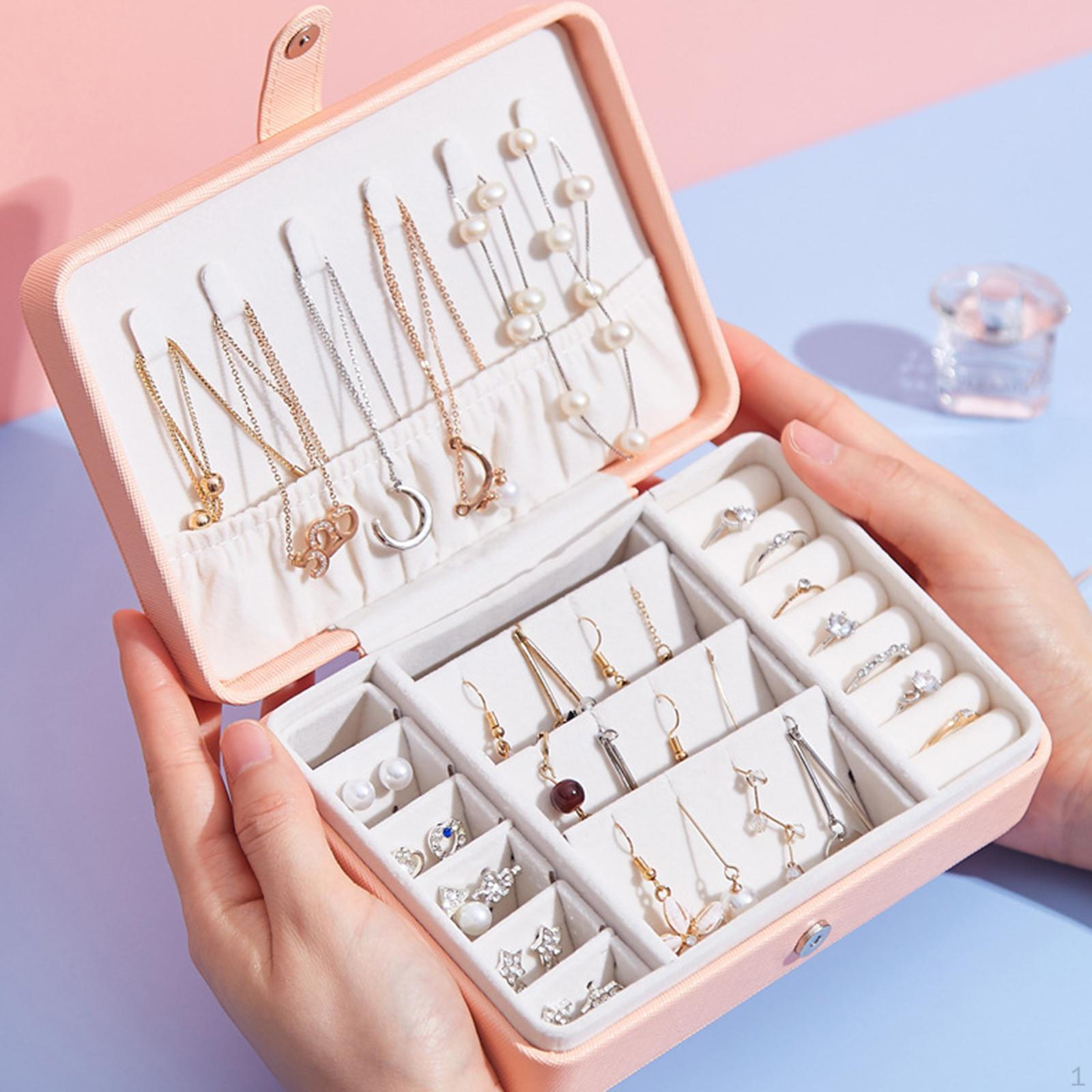 

Box Organizer 6 Hook PU Leather Single Layer Display Holder Storage Case for Studs Watches with рожевий